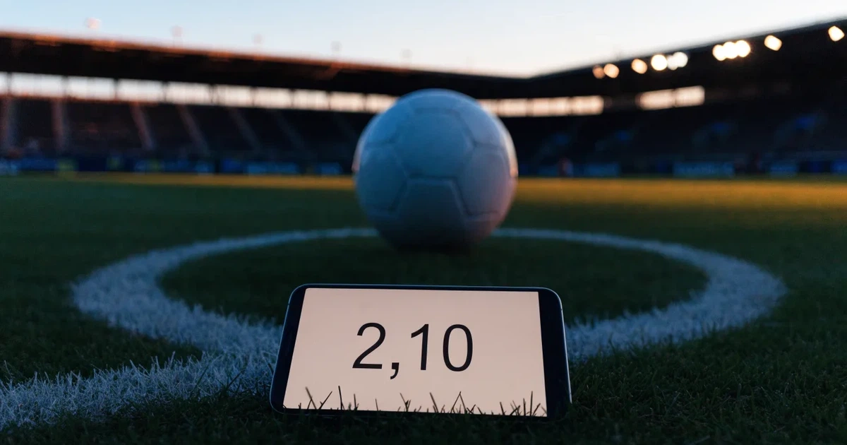 Un pallone da calcio sul dischetto del centrocampo di un prato, alla luce del mattino